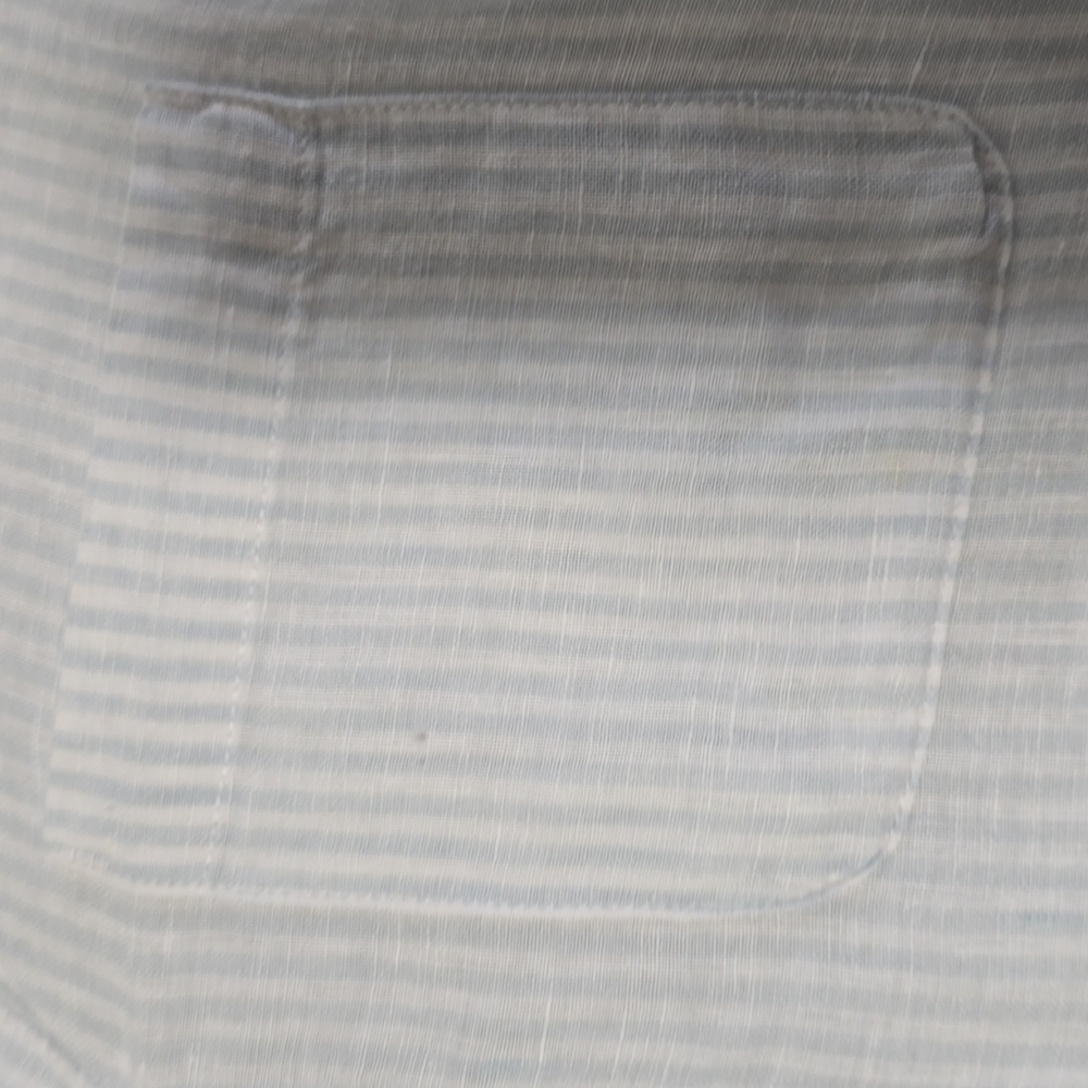 Garnet Hill Linen Light Blue Striped Casual Shirt - Picture 4 of 8